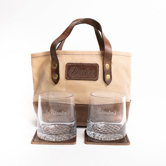 Blanton s Bourbon Tote includes glasses and coasters Etsy
