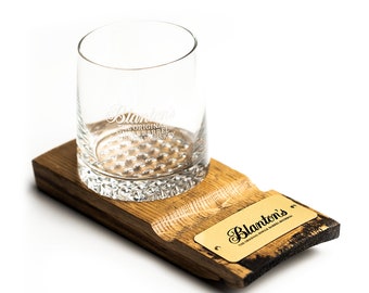 Blanton's Stave Cigar Coaster with Old Fashioned Glass