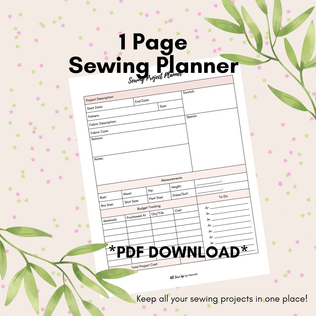 Sewing Planner Printable Sewing Organizer Sewing Project Etsy Canada