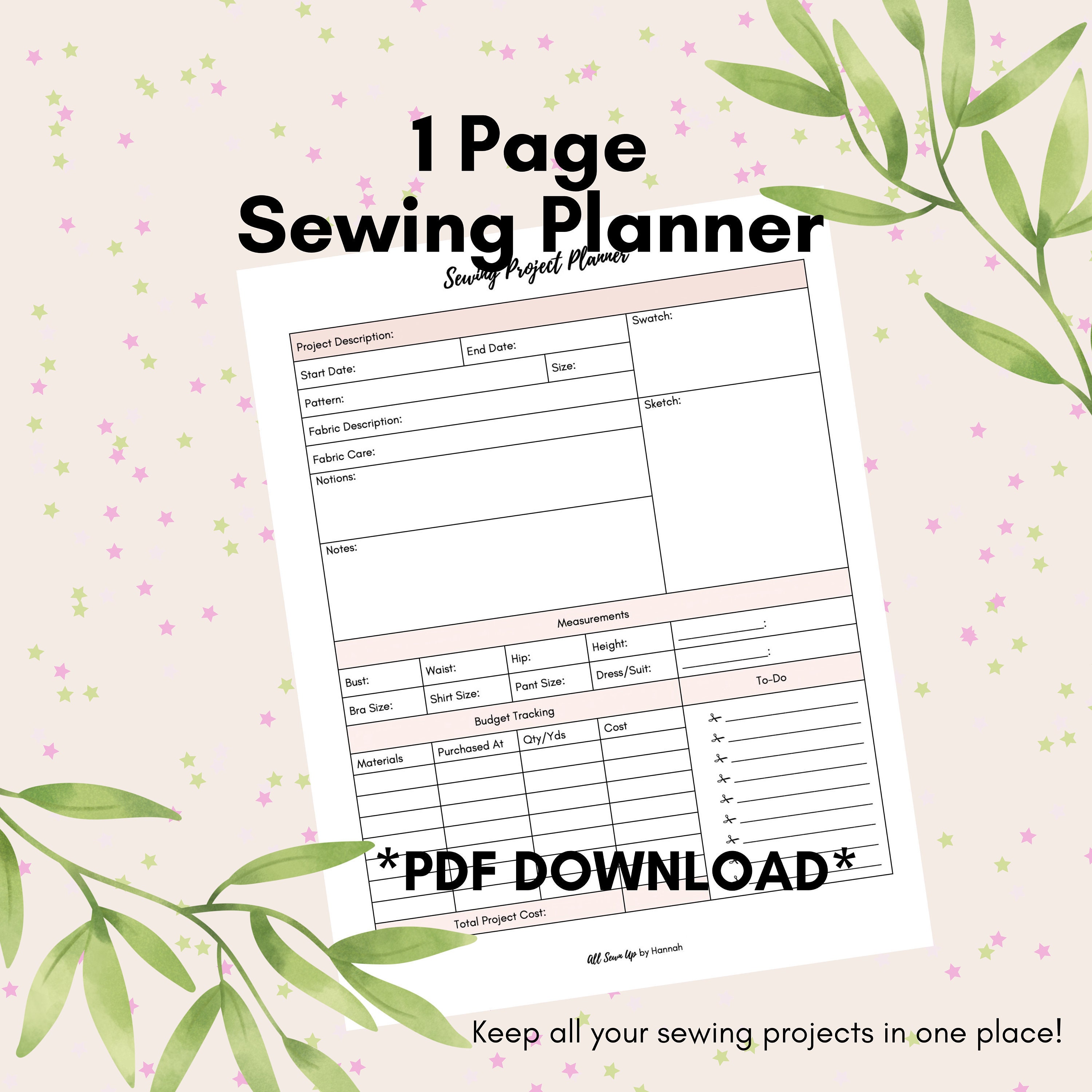 Sewing Planner Printable Sewing Organizer Sewing Project Etsy Canada
