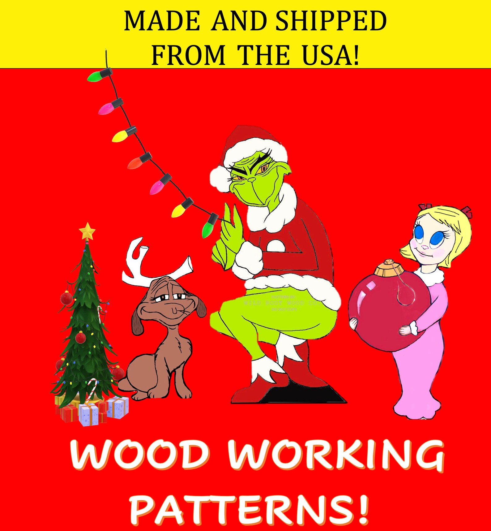 GRINCH STEALING LIGHTS pattern facing left yard art wood Etsy