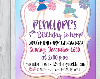 Cheer Inspired Birthday Invitation