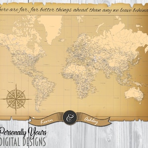 Personalized Push Pin World Map