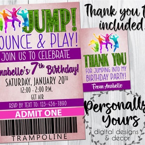 Jump Trampoline Park Inspired Birthday Invitation