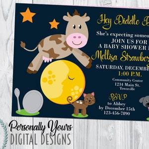 Hey Diddle Diddle Themed Baby Shower Invitation