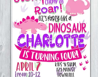 Dinosaur Inspired Birthday Invitation