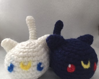 moon cat amigurumi- anime inspired- Sailor Moon Luna and Artemis inspired Amigurumi Set