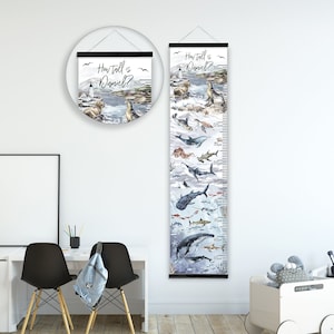 Personalisierte Höhe / Wachstum Diagramm - Aquarell Ozean - schöne Kinderzimmer & Schlafzimmer Wand-Dekor - gedruckt auf einem Luxus-Stoff - ideale Andenken