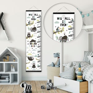Taille personnalisée / tableau de croissance - Paresseux Dormir - Belle pépinière - Chambre à coucher Wall Decor - Imprimé sur un tissu de luxe - Souvenir idéal
