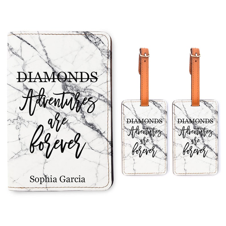 Wedding Gift Adventures are Forever Travel Gifts Personalized Passport Holder 2 Luggage Tag Matching Set Customized Passport Cover