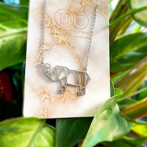 Olifant ketting, dier ketting, origami ketting, delta olifant ketting, origami sieraden, olifant hanger, olifant sieraden, cadeau haar