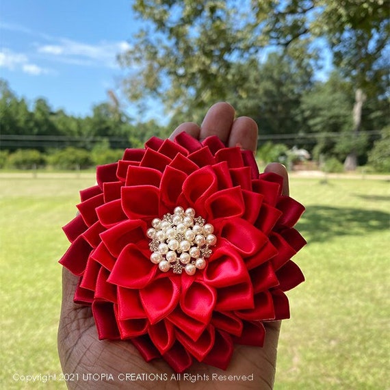 Ruby Red flower brooch Ruby Red flower pin Gift for her Corsage pin flower Red Gift for mother Family photo flower pin