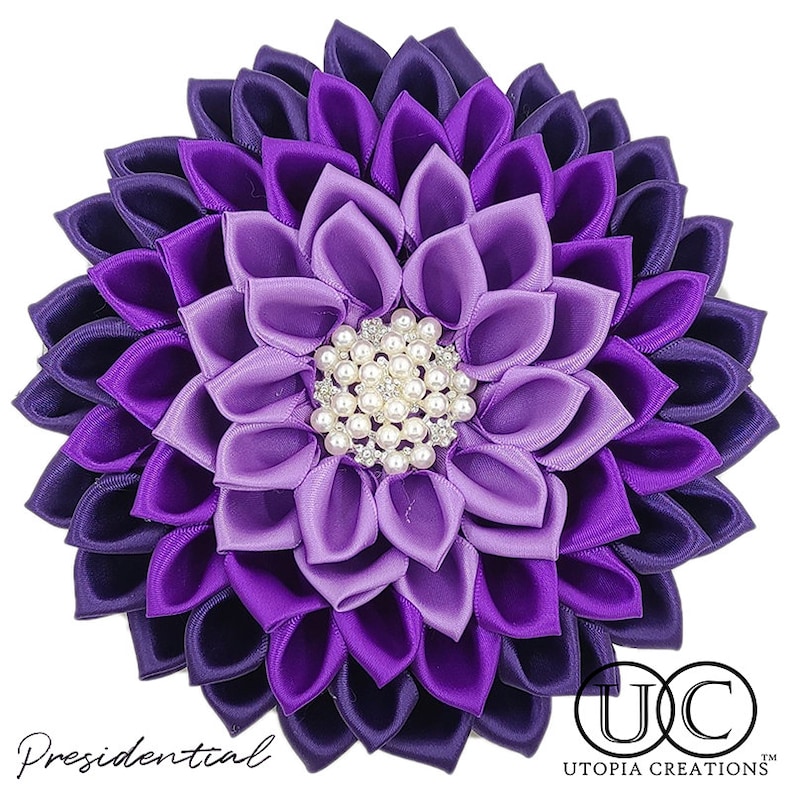 Monochromatic Purple Violet DST Inspired Flower Delta Sigma Theta Purple Flower Corsage Presidential (6") inches