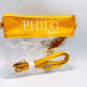 PHILO Affiliate Clear Embroidered Stadium Crossbody Shoulder Bag with Adjustable Strap