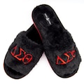 Delta Sigma Theta DST Black Plush Embroidered Women's Slipper Red Bottom Slides product logo