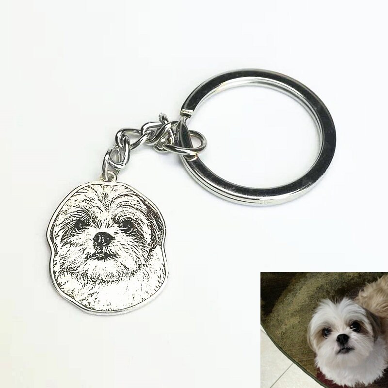 Dog Photo Key Chaincustom Pet Picture Keepsake Key Ring Etsy