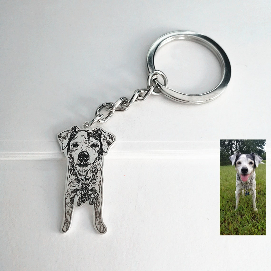 Custom Keychain Pet Dog Photo Keepsake Key Ring Portrait Etsy