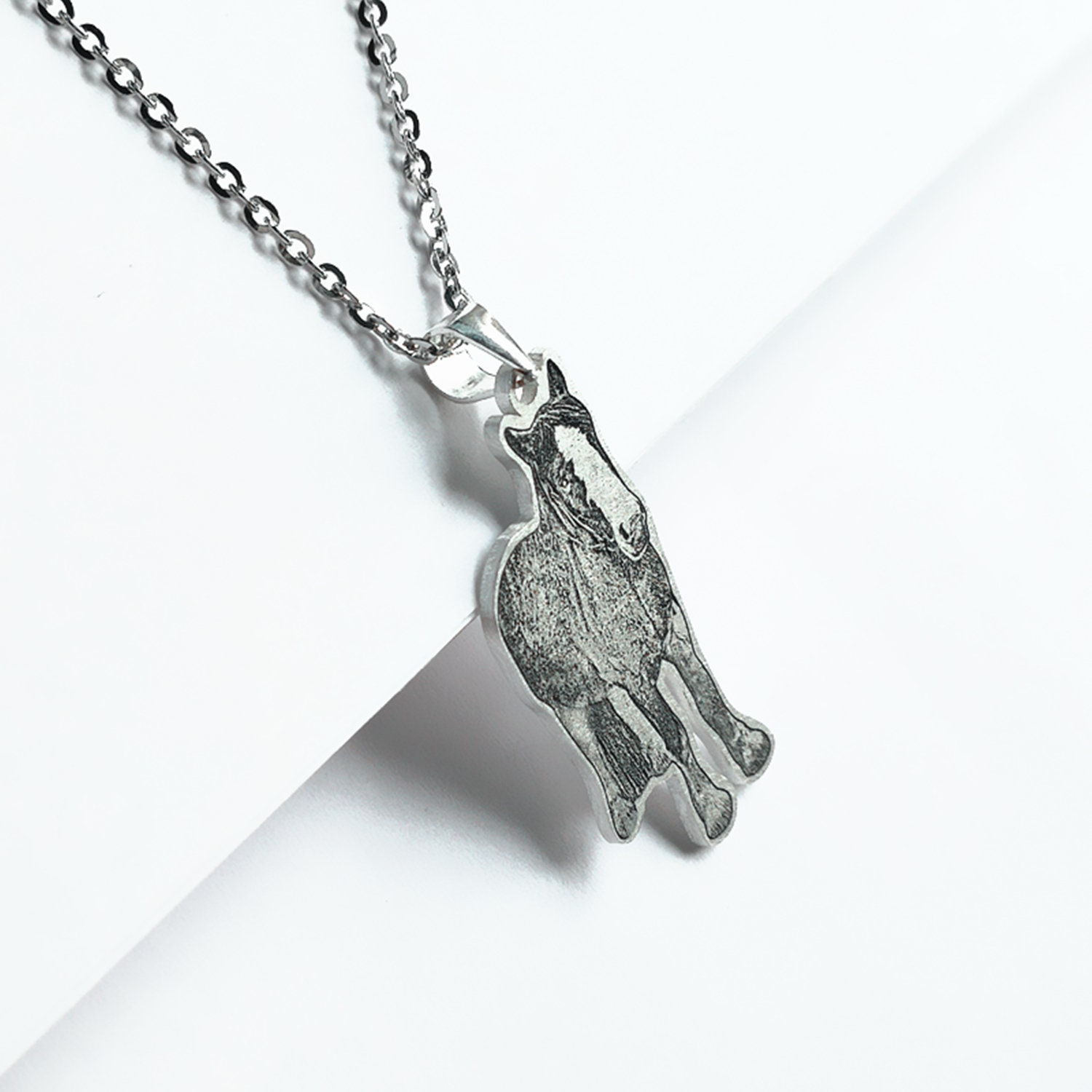 Custom Horse Necklace Personalized Pendant Engraved Photo Etsy