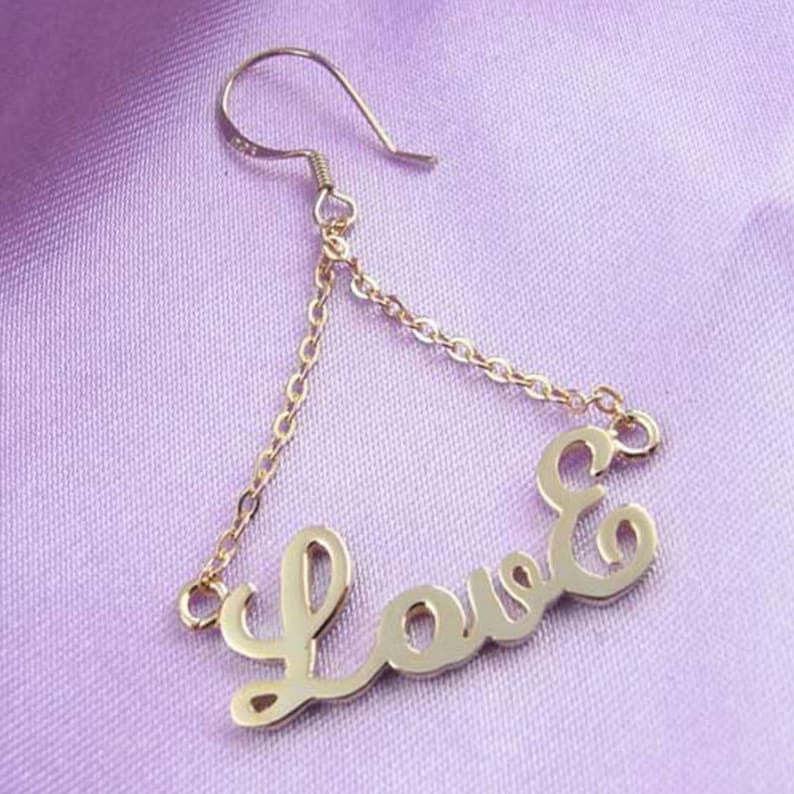 Custom Name Earring Personalized Silver Earring Nameplate Etsy