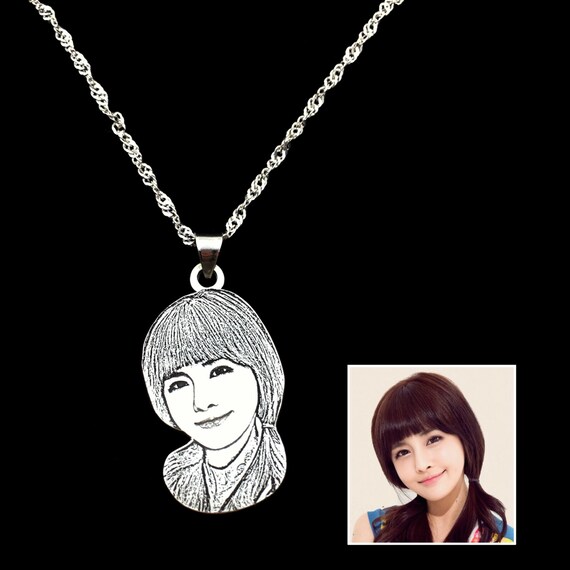 Custom Necklace Personalized Pendant Engraved Photo Necklace Etsy