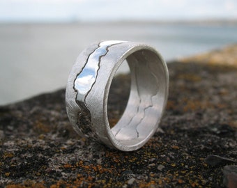 Handmade Double Custom Coastline Ring | Silver Coast Ring | Map Jewellery | Map Ring | Ocean Ring | Travel Inspired | Custom Wedding Band