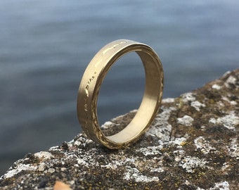 Engraved Gold Coastline Ring | Gold Map Ring