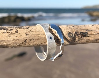 Mens Black Diamond Ring | Silver Coastline Ring