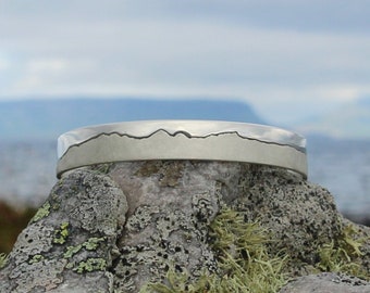 Mountain Range Silver Bangle | Landscape Bracelet | Silver Bangle