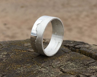 Mens Silver Coastline Ring | Map Ring