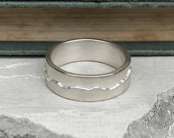 Handmade Silver Mountain Ring | Eroded Mountain Ring | Mountain Jewelry | Wanderlust Jewelry