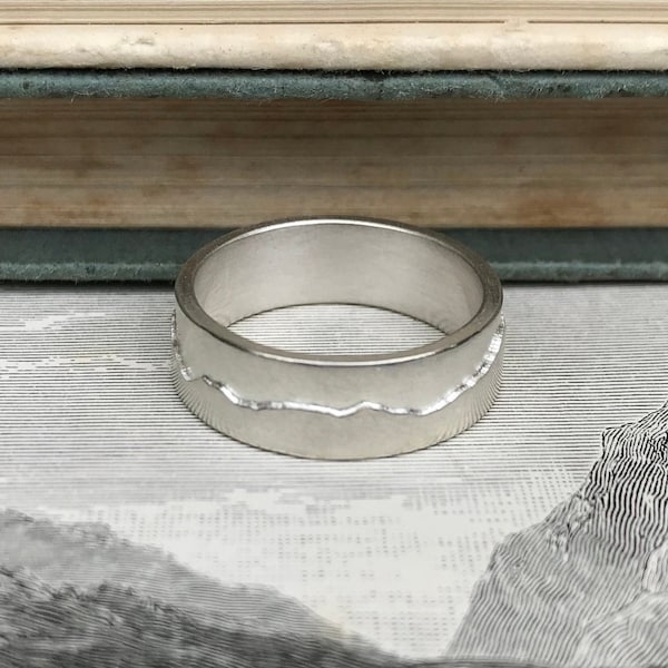 Handmade Silver Mountain Ring | Eroded Mountain Ring | Mountain Jewelry | Wanderlust Jewelry