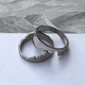 White Gold Mountain Ring | Handmade Wedding Ring | 18ct White Gold Personalised Wedding Ring | Landscape Ring | Mountain Jewelry