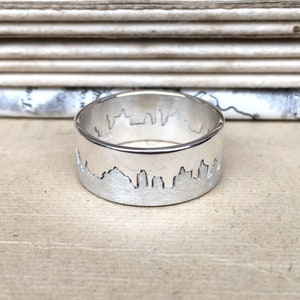 Personalised Silver City Skyline Ring Cityscape Ring Map Jewellery Skyline Ring City Lover Gift Unique Silver Ring image 1