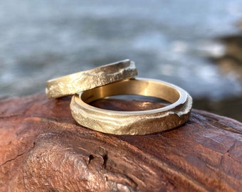 Gold Shoreline Rings | Handmade Wedding Rings | Coastline Rings