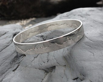 Silver Coastline Bangle | Handmade Silver Bangle | Travel Inspired Gift | Map Jewellery | Map Bracelet |