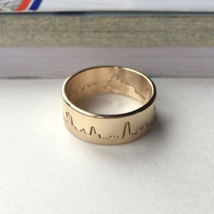 Anillo con el horizonte de Londres / Anillo personalizado con la ciudad / Anillo con paisaje urbano / Anillo con el horizonte de la ciudad / Anillo de bodas de oro / Joyas con mapas / Joyas de Londres