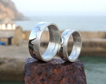 Personalised Handmade Silver Coastline Ring | Map Jewellery | Coast Ring | Map Ring | Handmade Silver Ring | Alternative Wedding Ring