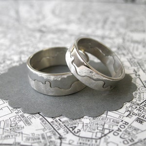 Handmade Silver River Thames London Ring London Jewellery River Ring Custom Wedding Band Landscape Jewellery Map Jewelry Thames image 4