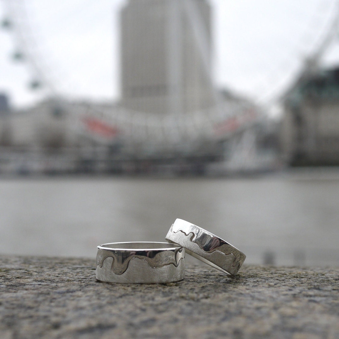 Handmade Silver River Thames London Ring | Jewellery Custom Wedding Band Landscape Map Jewelry