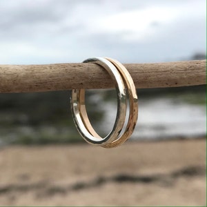 Slim Hammered Gold Ring image 3