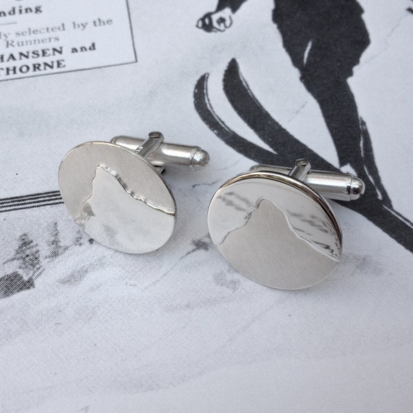 Matterhorn Mountain Cufflinks | Zermatt Cufflinks | Swiss Mountains | Mountain Jewelry | Handmade Silver Cufflinks