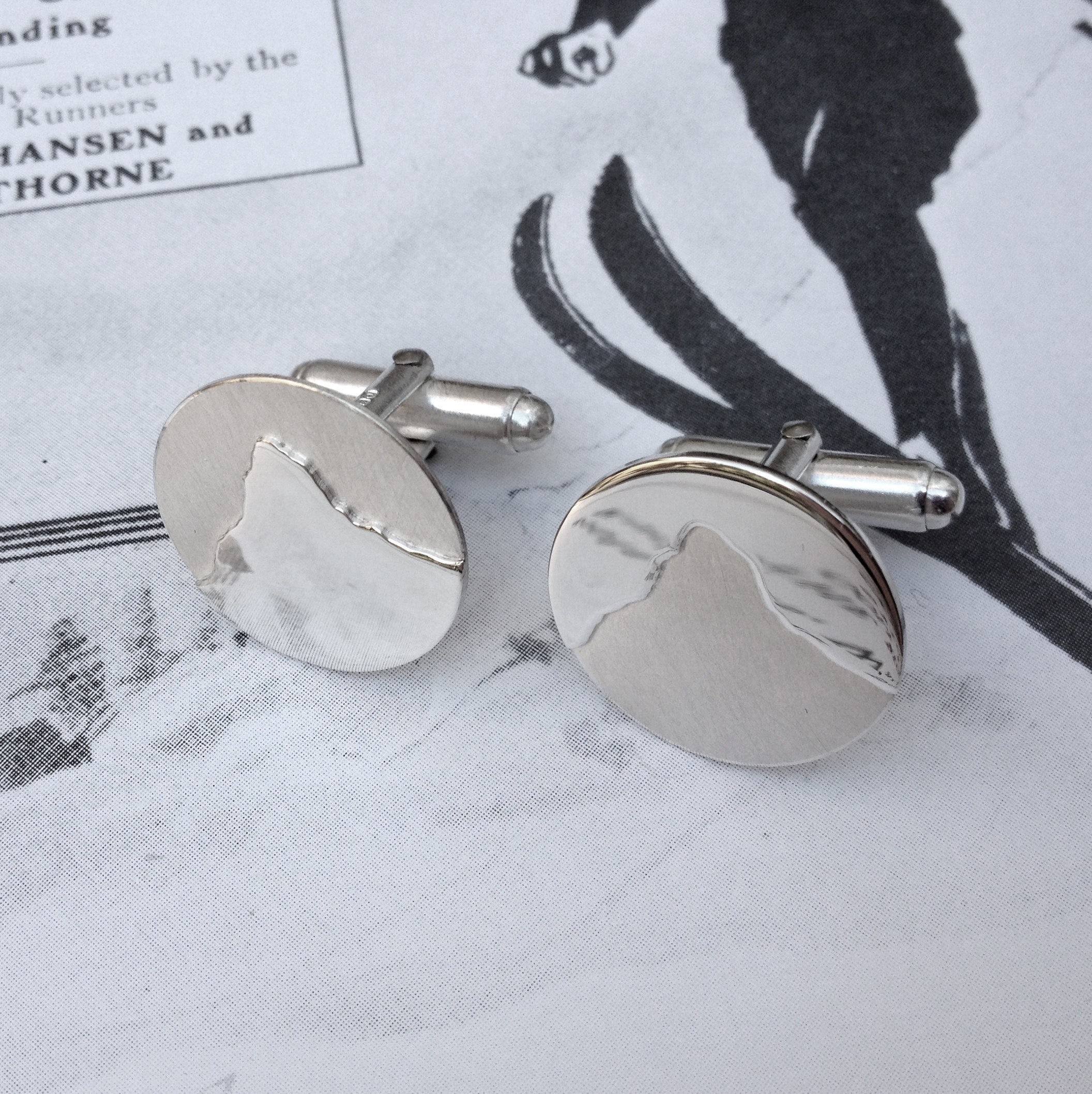 Matterhorn Mountain Cufflinks | Zermatt Swiss Mountains Jewelry Handmade Silver