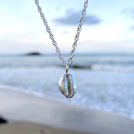 Cowrie shell silver necklace deals