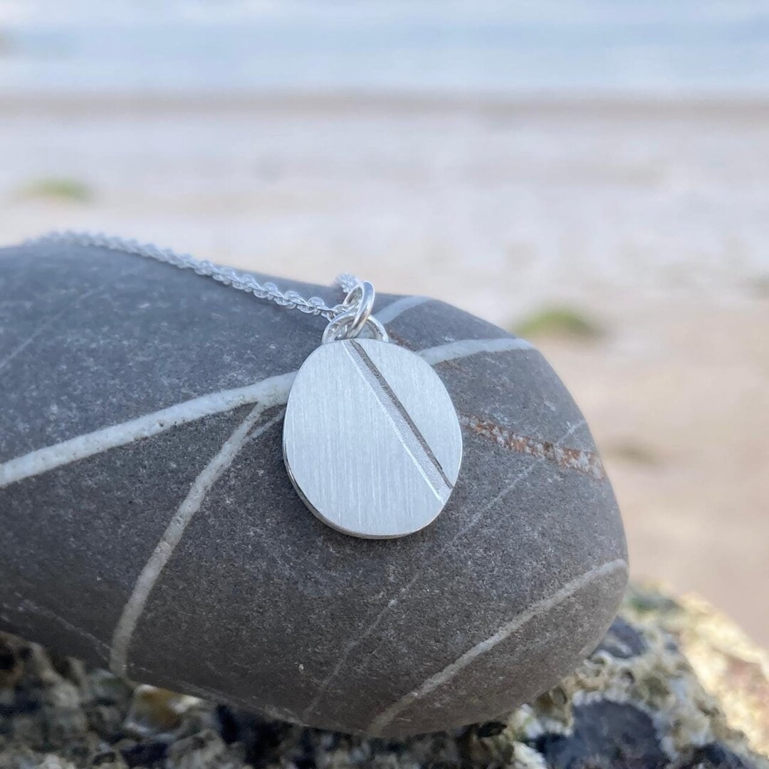 Recycled Sterling Silver Pebble Pendant: Cornish Wishing Stone Necklace ...