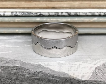 Platinum Mountain Ring | Custom Mountain Ring | Handmade Platinum Ring | Mountain Jewellery | Alternative Wedding Ring | Travel Jewellery