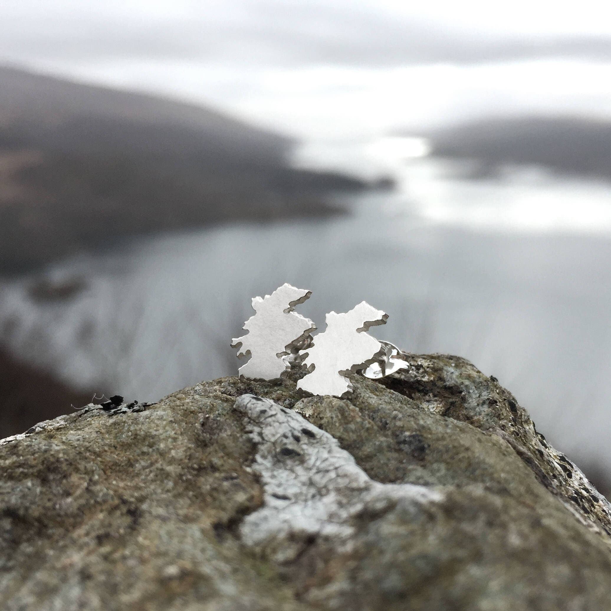 Scotland Earrings | Map Studs Scottish Jewellery Unusual Silver Handmade