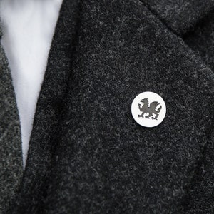 Welsh Dragon Lapel Pin Handmade Sterling Silver Pin Welsh Jewellery Lapel Pins for Suits Mens Accessories image 1