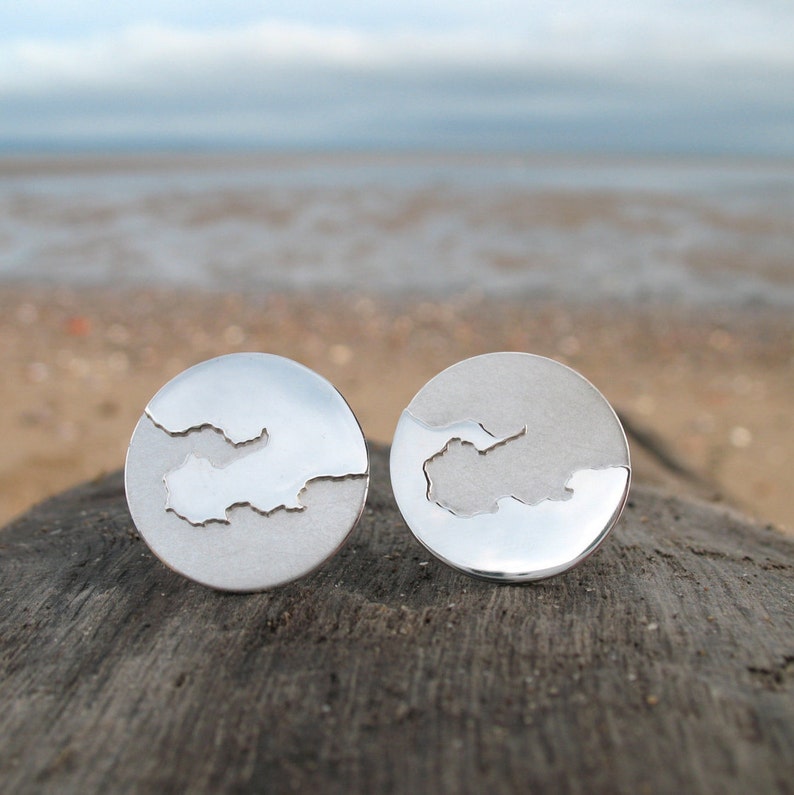 Custom Coastline Cufflinks Unique Map Cufflinks Map Jewellery Travel Inspired Gift Groomsmen Gift Silver Map Cufflinks image 4