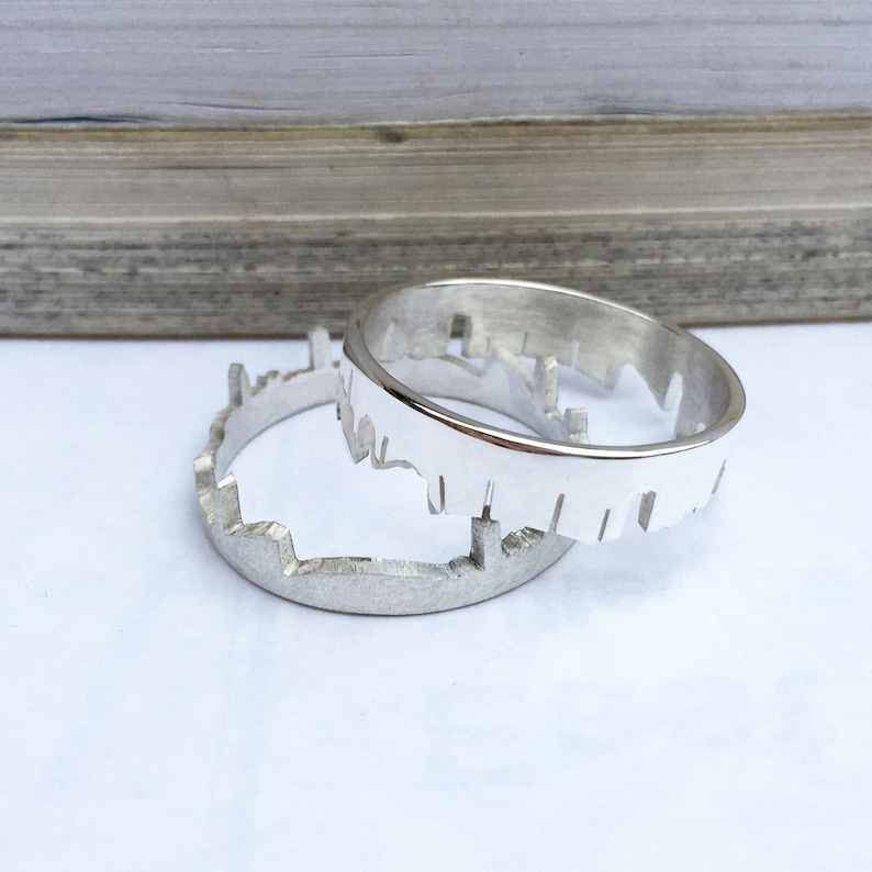 Personalised Silver City Skyline Ring Cityscape Ring Map Jewellery Skyline Ring City Lover Gift Unique Silver Ring image 2