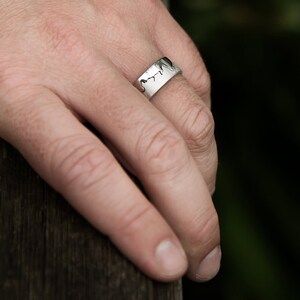 Mens Black Diamond Ring Silver Coastline Ring image 7